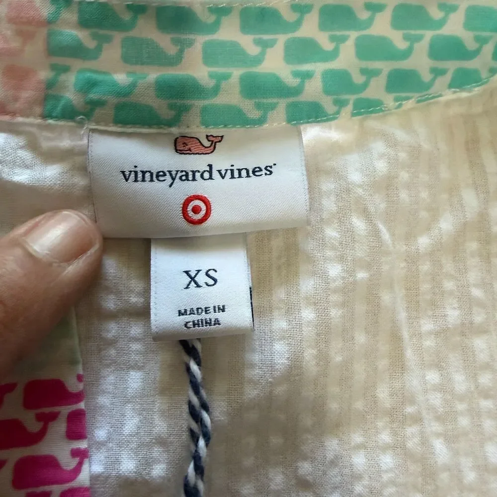 Vineyard Vines For Target NWT Seersucker Dress Colored Collar Oversized Size XS